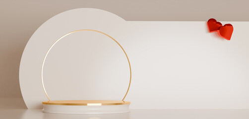 Minimal Beige Backdrop Showcases Circular Platform Scene