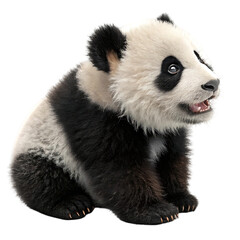 Naklejka premium giant panda eating bamboo isolated on transparent background