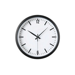 Wall clock white, black edging isolated on transparent background