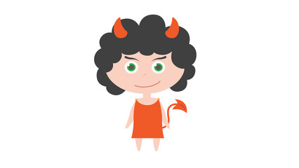 Mischievous little devil girl playful cute Halloween costume design vibrant colors
