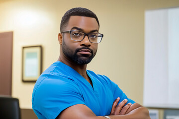 Obraz premium portrait of serious black doctor 