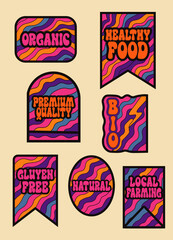 Psychedelic Style Vector Labels Set