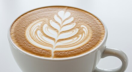 A Beautiful Coffee Drink With A Detailed Design On Top In A Mug