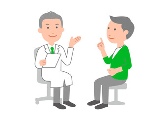 　医者の診察を受ける男性患者　全身