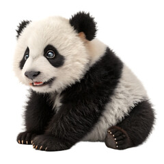 Fototapeta premium giant panda 18 months old isolated on transparent background