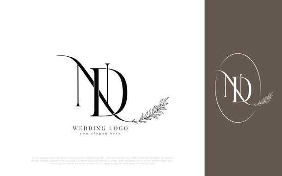 Elegant ND Monogram Wedding Logo with Floral Wreath