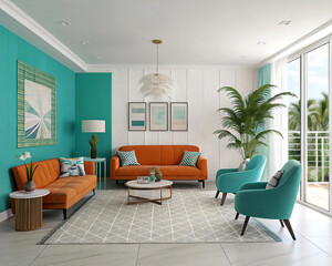 Cozy living room,Cozy living room,Modern Living Room Interior With Green Plants, Sofa And Green Wall Background,Modern cozy living room,