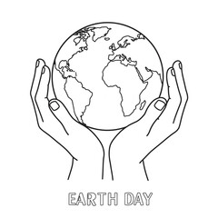 Celebrate Earth Day with a fun coloring page showing a happy Earth character surrounded by natural elements. Perfect for kids and eco-friendly art activities .
