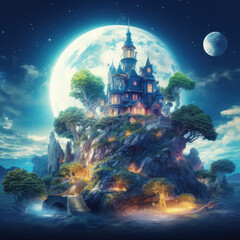 Obraz premium Fantasy castle on floating island