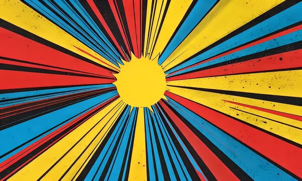 Colorful radial comic book explosion graphic design