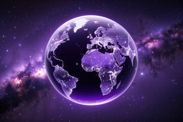 Obraz premium Amethyst Purple Sphere Visualization Digital Map of the Global Universe