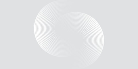 Abstract white glowing geometric lines on gray background. Modern shiny blue circle lines pattern. Futuristic technology concept. Suit for cover, poster,