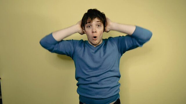 Young attractive man preparing for exams