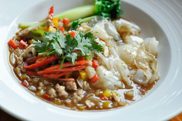 noodles , pork noodles or stir fried noodles