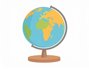 A minimalist globe with continents painted in diverse shades placed on a wooden base.
