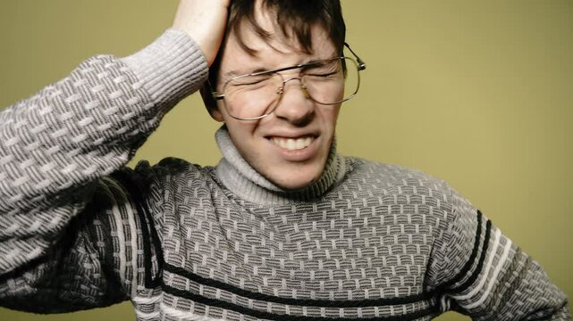 Young attractive man preparing for exams