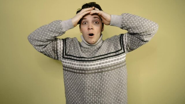 Young attractive man preparing for exams