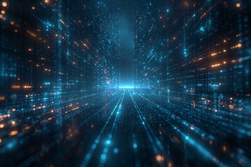 Obraz premium Vibrant virtual world filled with glowing pathways and dynamic data streams