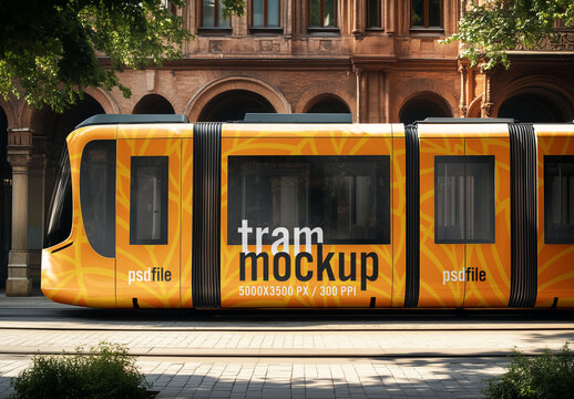 City Tram Mockup for Creative Design and Branding Projects