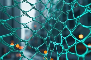 Fototapeta premium Contemporary Turquoise High-Tech Mesh Backdrop for Modern Business Presentations