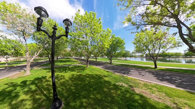Green picturesque park and lake in Morrison Ranch Gilbert Arizona