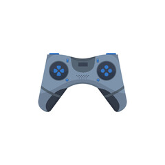 Digital art of joystick emblem with contour purple outline used in esports team logotype or tech t-shirt design gaming console joy badge player application accessory fun vector

