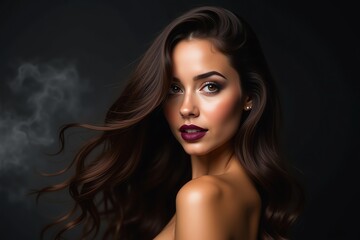 Fototapeta premium Brunette woman with windswept hair