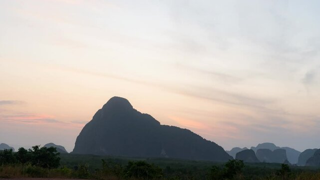 Timelapse of sunrise beautiful light nature scenery view,Sametnangshe beautiful new landmark of Phangnga provine Thailand.