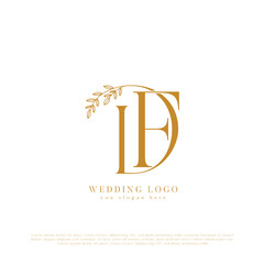 Elegant Wedding Logo with Initials DF and Floral Accents