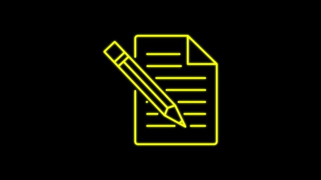 Document icon with pen sign animation. Documents checklist with a pen icon isolated. five line , Documents list icon, Business Documents icon isolated .