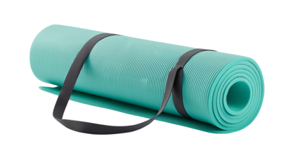Teal Yoga Mat with Carrying Strap for Fitness Practice