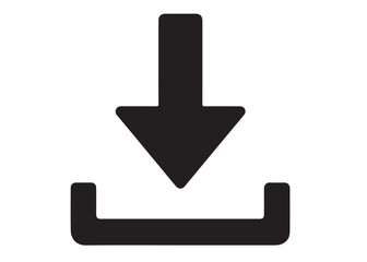 Download icon vector logo silhouette, download icon logo silhouette, download tray with arrow icon, vector download black color vector silhouette illustration isolated on white background