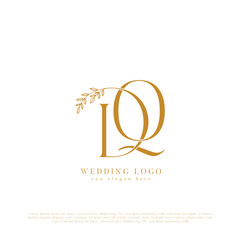 Elegant Wedding Logo with Initials DQ and Floral Accents