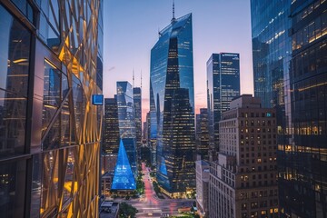 Obraz premium Dynamic Urban Workspaces Embracing Change and Emerging Technologies in Modern Cityscapes