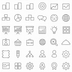 Vector Set of Business and Finance Icons for Office Web Money and Documents Design




