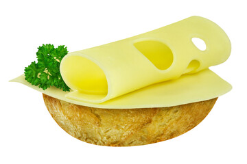 Brötchen mit Käse und Petersilie Hintergrund transparent PNG cut out  Bread roll and cheese
