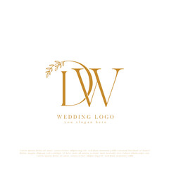 Elegant Wedding Logo with Initials DW and Floral Accents