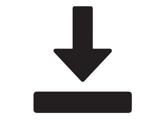 Download icon vector logo silhouette, download icon logo silhouette, download tray with arrow icon, vector download black color vector silhouette illustration isolated on white background