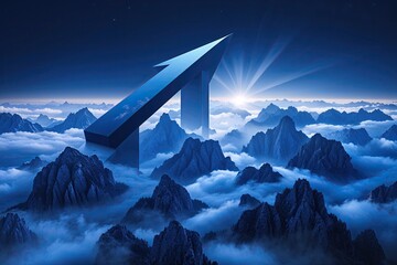 Midnight Blue Company Growth Vision with Ascending Arrow for Success