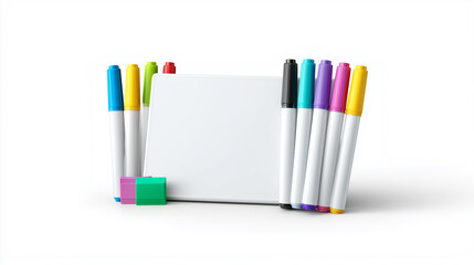 Fototapeta premium Colorful Markers with Small Whiteboard for Creative Learning