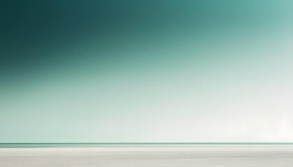 A tranquil seascape with soft, blended hues of teal and beige.