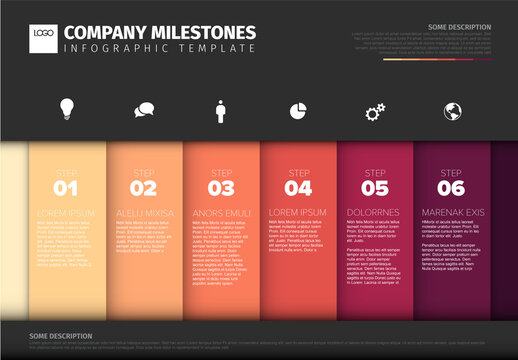 Company Milestones Infographic Template with 6 Steps