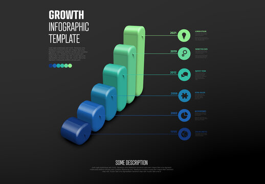 3D Growth Infographic Chart Bar Template with Timeline Presentation
