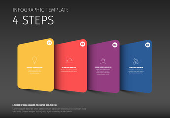 4 Steps Infographic Template Horizontal Cards Presentation Design