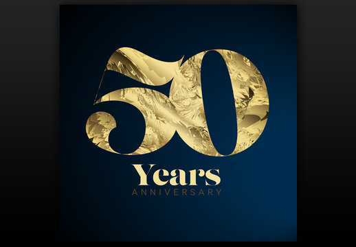 50th Anniversary Luxurious Gold Number on Dark Blue Background