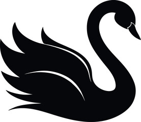 Black Swan Silhouette | Elegant Bird Illustration | Wildlife Vector Art | Minimalist Swan Design | Ornithology Graphic