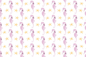 Sea animals pattern, summer, beach, colorful, seamless vector pattern, hand drawn, perfect for kids wear, clothing, decoration, wall, beach shirt or even packaging.