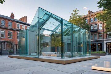 Naklejka premium Innovative Glass Architecture Transforming Urban Design and Aesthetic Appeal