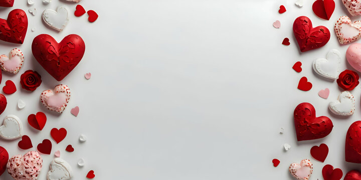 red background with white hearts