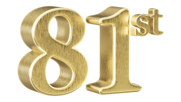 81st Anniversary Golden Number 3D Illustration